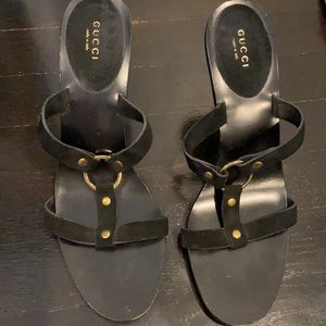 Gucci suede heeled sandal